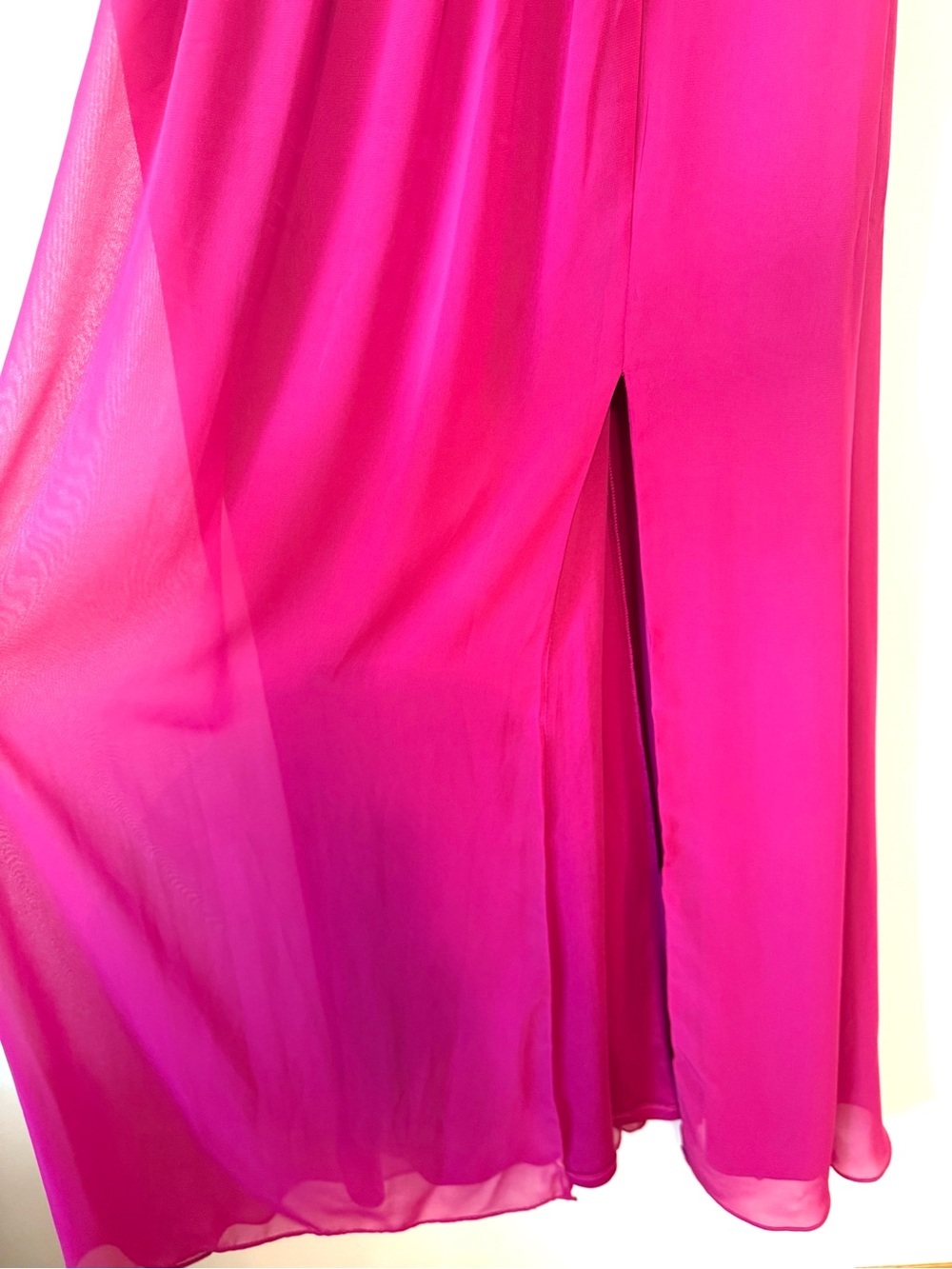 Adrianna Papell One-Shoulder Fuchsia/Magenta Maxi Dress - Picture 7 of 8